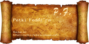 Petki Fedóra névjegykártya